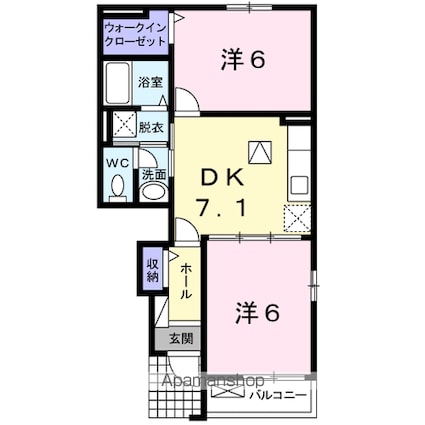 アート・ハウス　参番館[2DK/45.39m2]の間取図