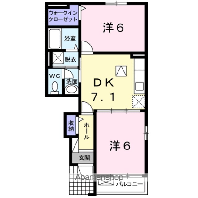 アート・ハウス　参番館[2DK/45.39m2]の間取図