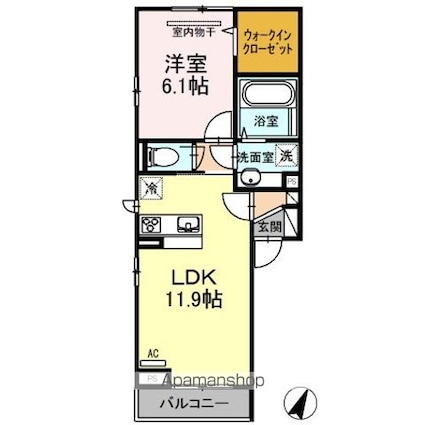 エミネンス[1LDK/44.07m2]の間取図