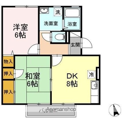 ベルジュネスＪ[2DK/48.53m2]の間取図