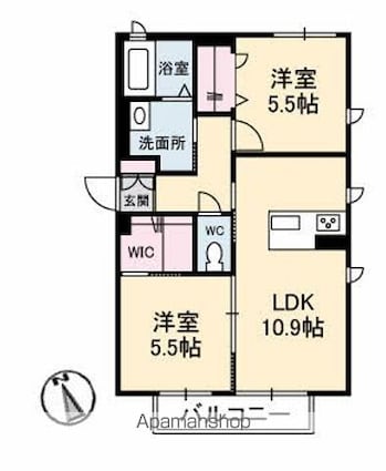 シャーメゾンＴＯＫＩＷＡ[2LDK/54.9m2]の間取図