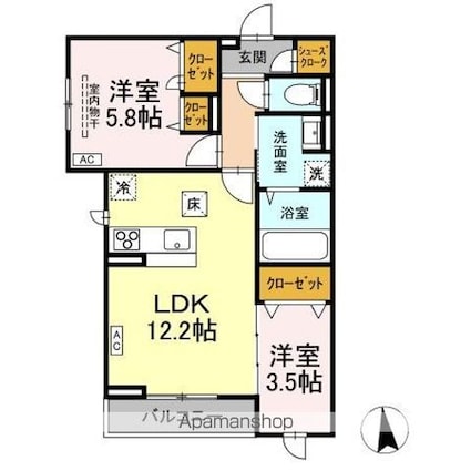 フィオレンテ　長町南[2LDK/52.45m2]の間取図