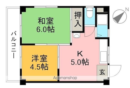 高知県高知市新田町[2K/35m2]の間取図