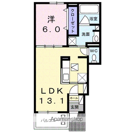 エーリ・フノマージュ[1LDK/45.09m2]の間取図