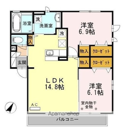 フィオーレ[2LDK/62.95m2]の間取図