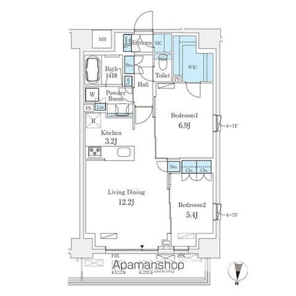 フロンティアレジデンス錦糸公園[2LDK/66.9m2]の間取図