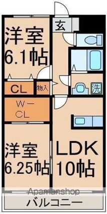 シャトルコート[2LDK/57m2]の間取図