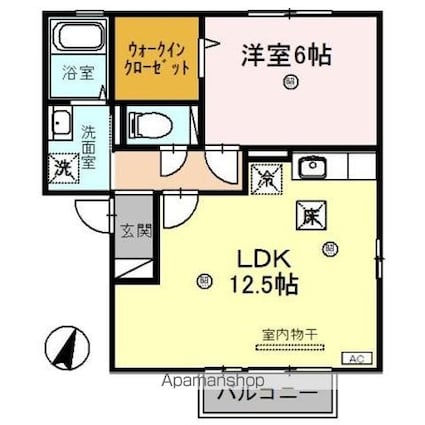ラポール　Ａ[1LDK/45.67m2]の間取図