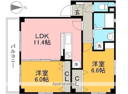 ザジテール[2LDK/55.3m2]の間取図