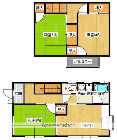 福塩線 福山駅 徒歩20分 2階建 築28年の間取り写真