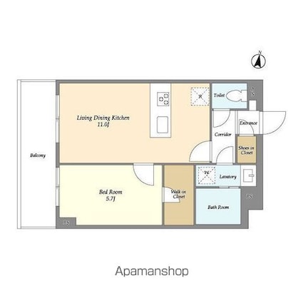 メゾンドオンディーヌ[1LDK/41.3m2]の間取図