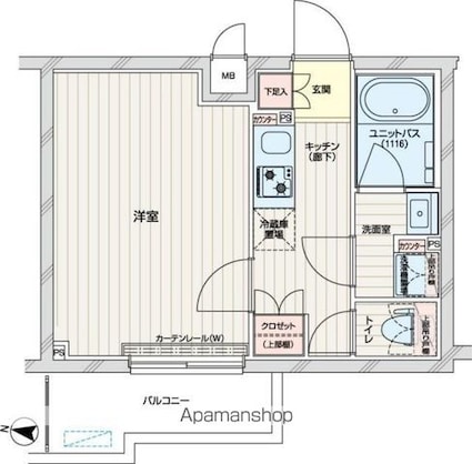 ルーブル練馬赤塚[1K/25.52m2]の間取図