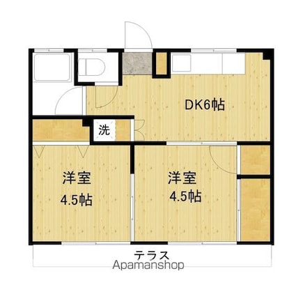 柿の木マンション[2DK/34.7m2]の間取図