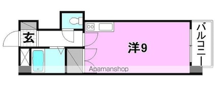 グランドハイム朝生田[1R/22.82m2]の間取図