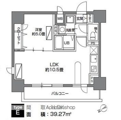 カスタリア三ノ輪[1LDK/39.27m2]の間取図