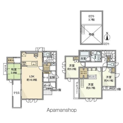 西元町戸建[4LDK/97.71m2]の間取図
