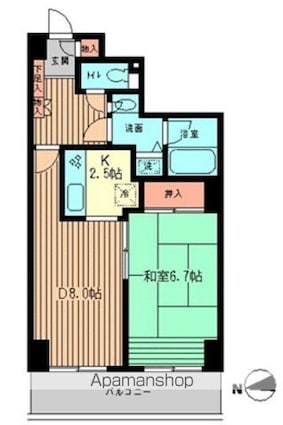 リーデンスタワー[1LDK/43.45m2]の間取図