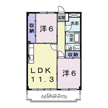 山梨県甲府市国母７丁目[2LDK/56.36m2]の間取図