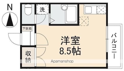グランドハイツ増田[1R/22.35m2]の間取図