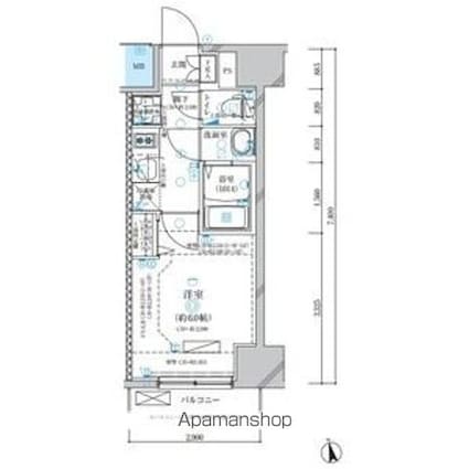 ディアレイシャス名古屋浄心[1K/21.46m2]の間取図