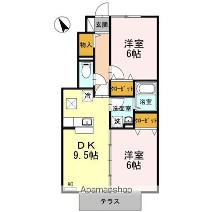 サンローズコート[2DK/50.8m2]の間取図