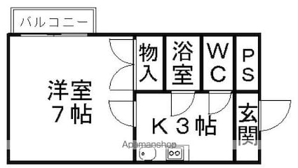桑原マンション[1K/22.35m2]の間取図