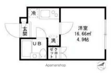 東京都新宿区新宿６丁目[1K/16.66m2]の間取図