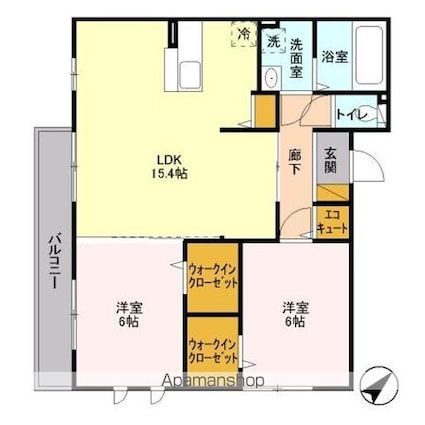 パラディーゾ[2LDK/65.26m2]の間取図
