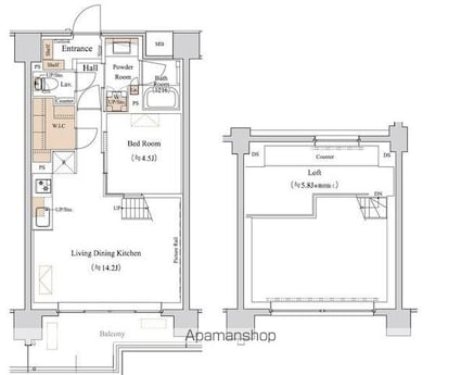 ブランシエスタ西馬込[1LDK/44.59m2]の間取図
