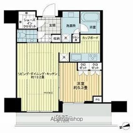 パークコート六本木ヒルトップ[1LDK/45.61m2]の間取図