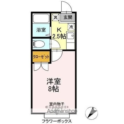 ホワイトコート前九年　Ａ[1K/23m2]の間取図