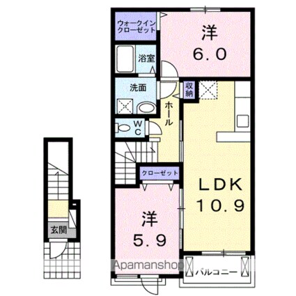 エルハーベン加茂宮Ｃ[2LDK/57.21m2]の間取図