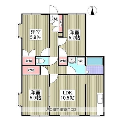 グランデュール瀬戸岡[3LDK/60.68m2]の間取図