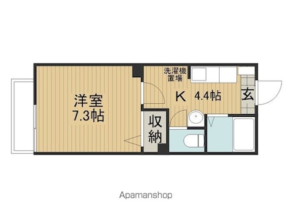 フレグランスＫＥＮ[1K/24.3m2]の間取図