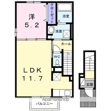 ユーフォリア[1LDK/43.32m2]の間取図
