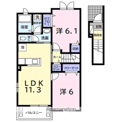 アニメート・Ｓ　Ⅱ[2LDK/58.21m2]の間取図