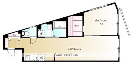 クレストール下馬[1LDK/39.48m2]の間取図