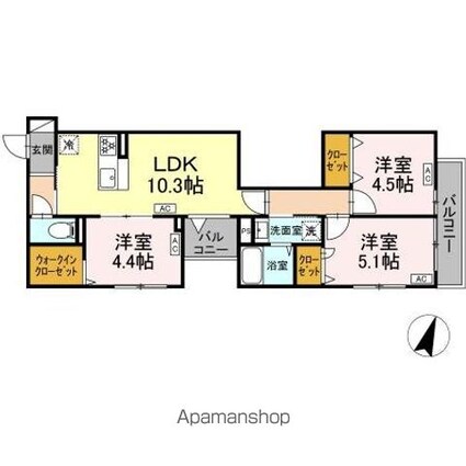 セレスティア西瑞江[3LDK/58.19m2]の間取図