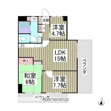 松岡ビル[3LDK/69.59m2]の間取図
