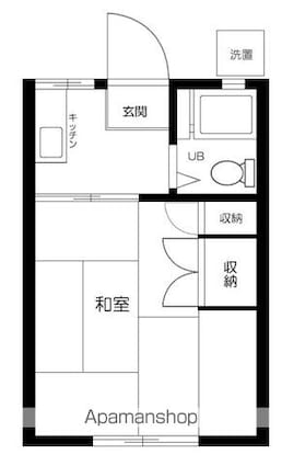 東京都文京区千駄木２丁目[1K/18.84m2]の間取図