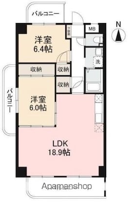 香川県高松市屋島西町[2LDK/69.3m2]の間取図