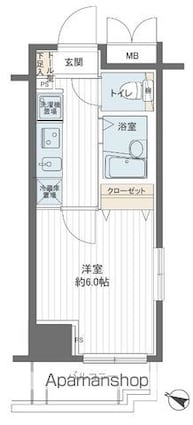 メインステージ西新宿[1K/20.44m2]の間取図