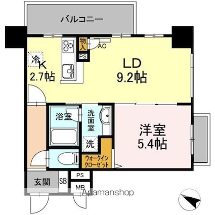 東京都中野区南台５丁目[1LDK/41.78m2]の間取図