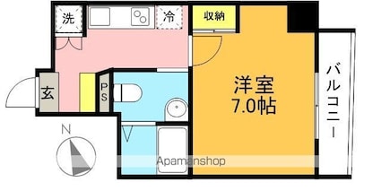 東京都世田谷区羽根木１丁目[1K/25.06m2]の間取図