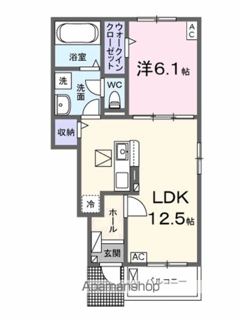 カーサ　セレーナ　Ⅱ[1LDK/44.7m2]の間取図