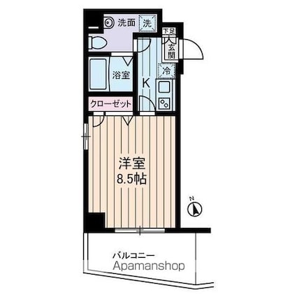 東京都江東区亀戸５丁目[1K/25.5m2]の間取図
