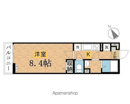 リブリ・小門[1K/26.08m2]の間取図