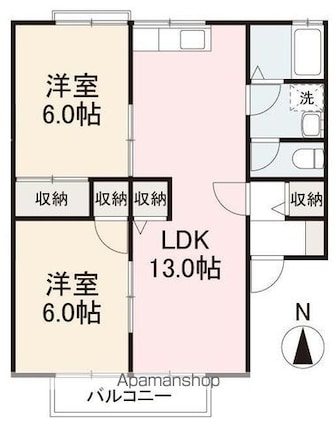 エステート松原Ａ・Ｂ棟[2LDK/55.42m2]の間取図