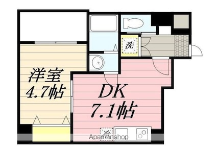 チェリーブロッサム[1DK/28m2]の間取図