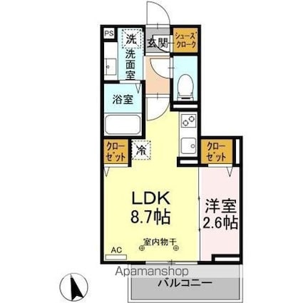 ミヌエット[1LDK/30.6m2]の間取図